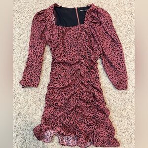 Zara Red and Black Animal Print Dress